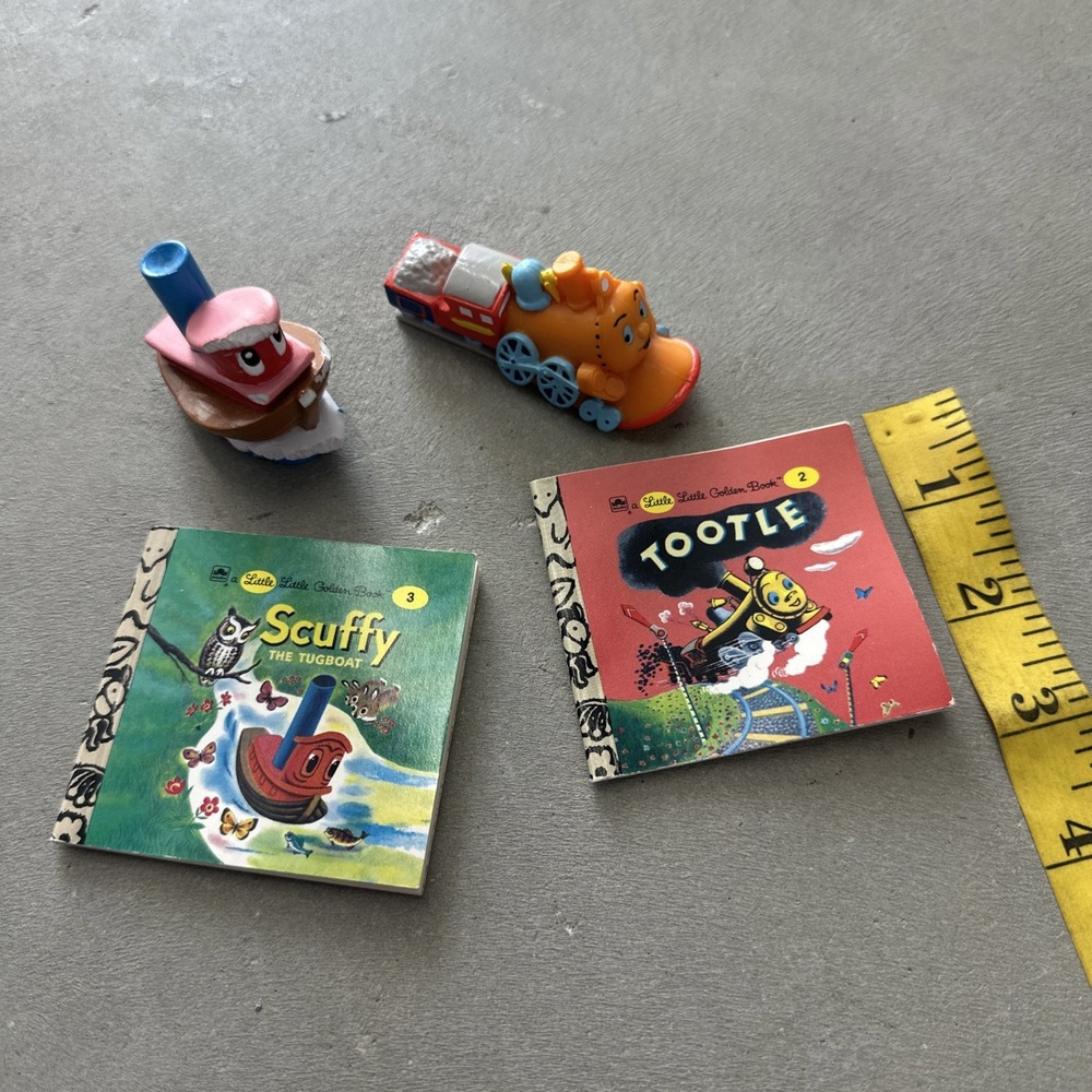 Vintage Miniature‎ Golden Books And Figurines, Tootle The Train, Scuffy Tugboat